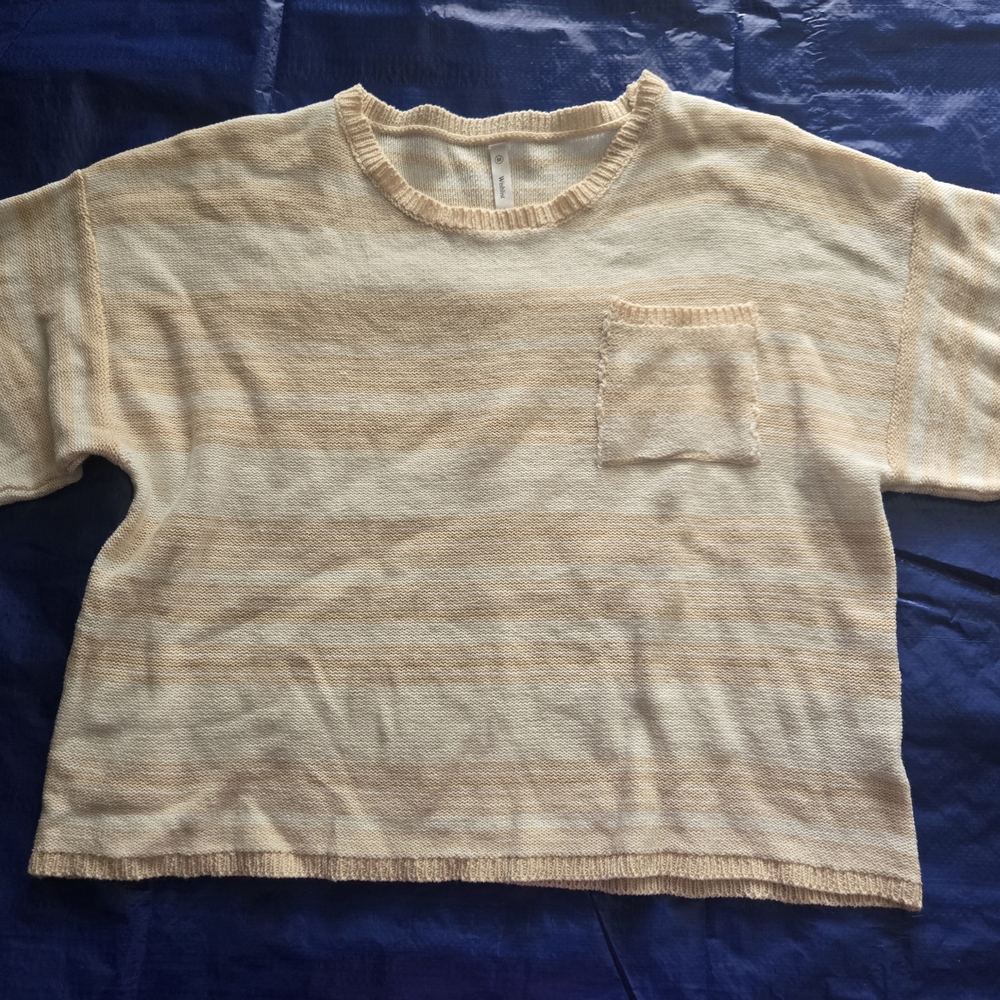 Wishlist Cream and Tan Striped Sweater